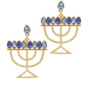 Hanukkah Menorah Crystal Earrings